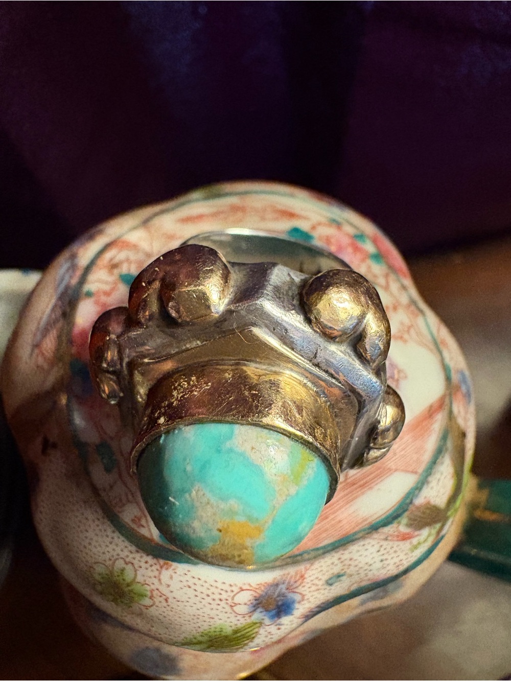 Turquoise Stone Statement Ring in Gold and Silver
